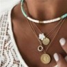 * 73 Arany érme virág nyaklánc - Többrétegű divat Női Boho ötvözet kulcscsont choker nyaklánc báj lánc ékszerek