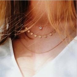 * 4 Crystal Gold többrétegű Ch ... - Többrétegű divat Női Boho ötvözet kulcscsont choker nyaklánc báj lánc ékszerek