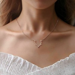 * 219 Rózsaarany karácsonyi szarvas ... - Többrétegű női női ötvözet kulcscsont choker nyaklánc bűbáj lánc
