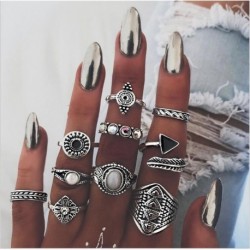10db / Set Ezüst * 4 - 20db Boho verem sima felett csülök gyűrű Midi ujjhegy gyűrűk készlet ezüst / arany