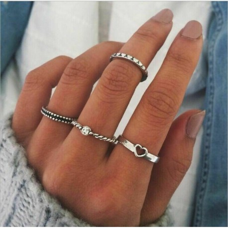 4db / Set Silver * 3 - 20db Boho verem sima felett csülök gyűrű Midi ujjhegy gyűrűk készlet ezüst / arany