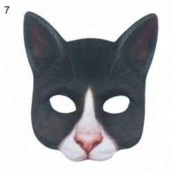 7 - UK_ Életszerű macska fél arcvédő takaró Halloween Cosplay Party Prop segédprogram