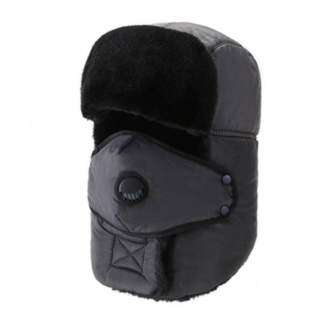 Szürke - UK_ CC_ UNISEX SŰRÖS MELEG ARCBURKOLAT LÉLEGZŐ SZELEP SZÖVET PAMUT EARMUFFS HÓSAPKÁ