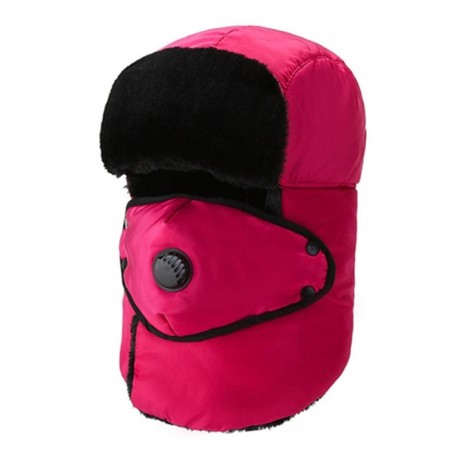 Rózsavörös - UK_ CC_ UNISEX SŰRÖS MELEG ARCBURKOLAT LÉLEGZŐ SZELEP SZÖVET PAMUT EARMUFFS HÓSAPKÁ