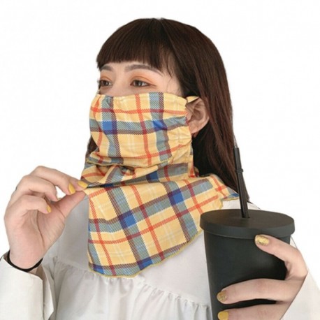 Sárga kockás * - UK_ KF_ Bandana fülfüggő sport napvédő arcvédő nyak gaiter cső Sc