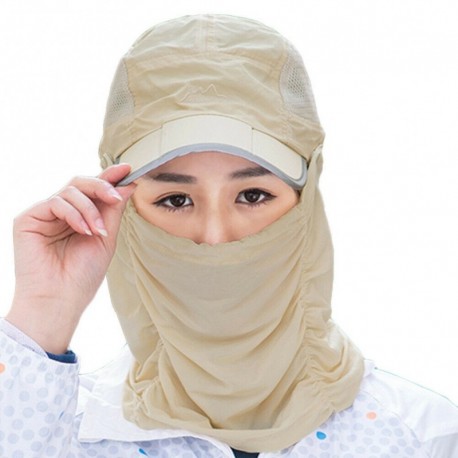 Khaki - UK_ női kivehető arcnyak-takaró sapka szabadtéri horgász napvédő sapka regény