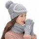 Szürke - UK_ NŐI Téli meleg gyapjú sapka sapka arcvédő BIB kesztyű nyakbetét szett SMART