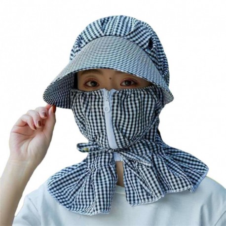 Fekete - UK_ Női porvédő napvédő teljes arc nyakhuzat Nyári lovas kalap sapka