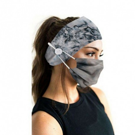 Tie Dye Grey - UK_ AM_ Rugalmas fejpánt gomb   arcvédő készlet sport izzadságot elnyelő por