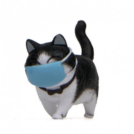 Fekete-fehér - UK_ CUTE ARCBORÍTÓ KÖZÖS MACSKA MINI MODELL FIGURA DÍSZ MIKRO TÁJ DEKOR S