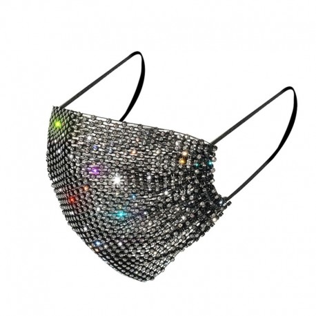 Fekete - Frauen Strass eingelegte Mode Mesh Staubschutz Halloween Party Decor arcborító