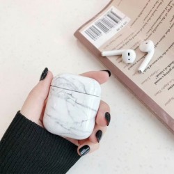 fehér - Fülhallgató tok Airpods tokhoz Luxus márvány kemény fejhallgató védőtáska