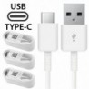 3X fehér Type-C kábel - 1 / 4x C típusú kábel töltőkábel Samsung Galaxy S8 S9   LG 5 G6 Huawei P20 PRO készülékhez