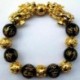 * 1 - Feng Shui fekete bevonatú Obsidian Alloy Wealth karkötő Unisex karszalag arany ajándék