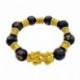 * 1 - Feng Shui fekete bevonatú Obsidian Alloy Wealth karkötő Unisex karszalag arany ajándék