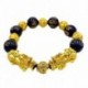 * 1 - Feng Shui fekete bevonatú Obsidian Alloy Wealth karkötő Unisex karszalag arany ajándék