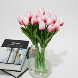 Rózsaszín - 10db mesterséges hamis virágcsokor tulipán házi menyasszonyi esküvői selyem dekoráció