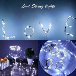 10 Led White - Napelemes borosüveg világítás 20 LED vízálló réz parafa alakú világítás