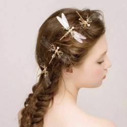 Nincs szín - Szitakötő hajcsat gyöngy menyasszonyi fejdísz arany hajtűk divat esküvői ékszerek