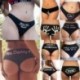 * 4 Fekete egy szabályos méret - Női szexi fehérnemű csipke tanga G-string V-string bugyi Knickers fehérnemű