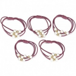 5db sötét rózsaszín gyöngy haj nyakkendő - 100db női divat hajkötők lófarok tartó rugalmas kötél fejpánt