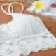 fehér - Csipke Crop felső melltartó virágmellény Bralet Camisole női trikó felsőrész Bralette Bustier