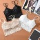 Bőrszín - Csipke Crop felső melltartó virágmellény Bralet Camisole női trikó felsőrész Bralette Bustier