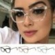 Egyértelmű - Cat Eye szemüvegkeret átlátszó lencsés női optikai myopia szemüvegkeret