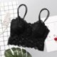 Fekete - Női vágott felső melltartó virágos mellény Bralet Camisole tartály felsők csipke Bralette Bustier