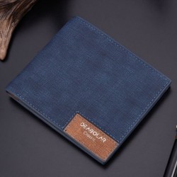 Sötétkék - Vintage férfi bőr pénztárca Billfold vászon Bifold pénztárca tengelykapcsoló kártya pénztartó