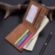 Sötétkék - Vintage férfi bőr pénztárca Billfold vászon Bifold pénztárca tengelykapcsoló kártya pénztartó
