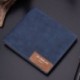 Fekete - Vintage férfi bőr pénztárca Billfold vászon Bifold pénztárca tengelykapcsoló kártya pénztartó