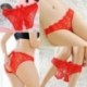 Bőrszín - Női virágos csipke bugyi nyitott popsi tanga G-string alsónadrág Láb nélküli fehérnemű!