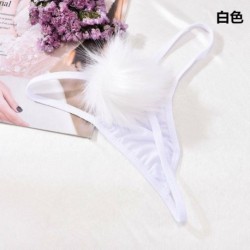 fehér - Szexi japán tanga bugyi szép nyúlfarkú g-string szőrgömb bikini bugyi