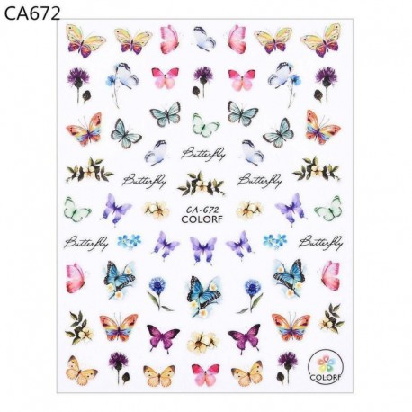 Ideiglenes köröm tetoválás - vízálló matrica - unisex - Pillangó mintás - CA672 verzió
