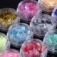 Nincs szín - 12Colors / Set Nail Art Jeges Mylar Glitter por akril UV gél tippek dekoráció