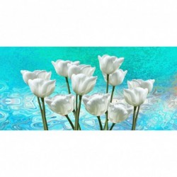 22 * Weiß Tulpen 100 * 50cm - Teljes körű fúró 5D strasszos kép barkácsolás virágok gyémántfestés
