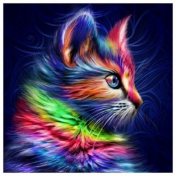 Nincs szín - 5D gyémántfestés, kerek fúrású macska keresztszemes mozaik képkészlet
