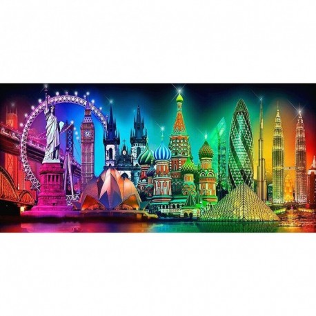 Nincs szín - Muyunnet 5D barkács teljes körű fúró gyémántfestés város éjszakai nézet hímzés 9DE