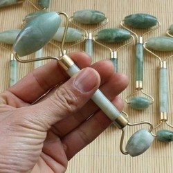 Nincs szín - Természetes rózsakvarc arc Jade Stone Roller masszázs eszköz Arcmasszírozó USA