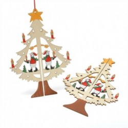 100db Vegyes Szív alakú fa dísz - Karácsonyi dekoráció
