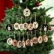 3db 6x7cm-es Boldog Karácsonyt feliratos - Mackó mintás fa dísz - Karácsonyi dekoráció - 3