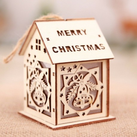 Nagy Harang - Led könnyű fa ház aranyos karácsonyfa függő díszek ünnepi dekoráció amerikai
