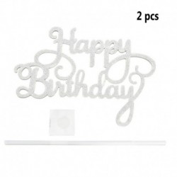 2db Happy Birthday - Ezüst színű csillogó akril tortadísz szülinapra - 5