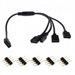 1-től 4-ig - 4 tűs RGB LED-elosztó csatlakozó vezetékkábel csatlakozó dugó a 3528 5050 led szalaghoz