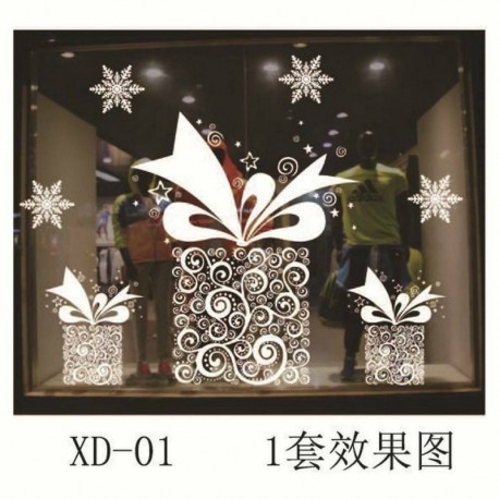 XD-01 (72 * 54cm) - Boldog karácsonyt Wall Art kivehető otthoni vinil ablak fal matricák matrica dekoráció