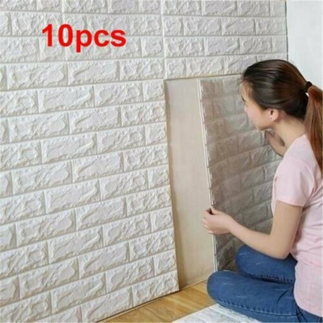 Nincs szín - 10db 3D csempe faragott fal matrica Öntapadó vízálló habpanel fali matrica