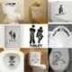 * 6 - Új WC-ülőkék falra idéző matrica Fürdőszoba dekorációs matrica Vinyl Art Decor