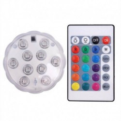 4 x fény   1x távirányító - Mágnes RGB merülő fény IP68 10 LED-es víz alatti lámpa váza tál úszómedence