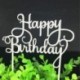 2db Happy Birthday - Kék színű csillogó akril tortadísz szülinapra